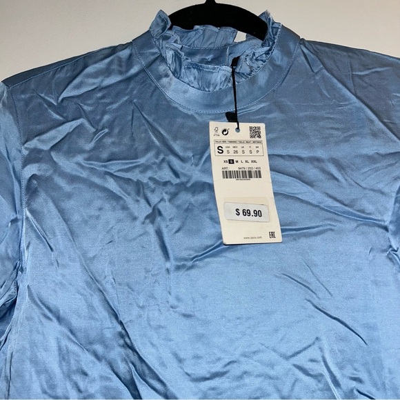 Zara Women’s Silk Blouse Long Sleeve Size Small NEW - Picture 2 of 3